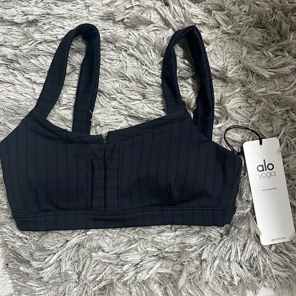 Alo Yoga black pinstripe set